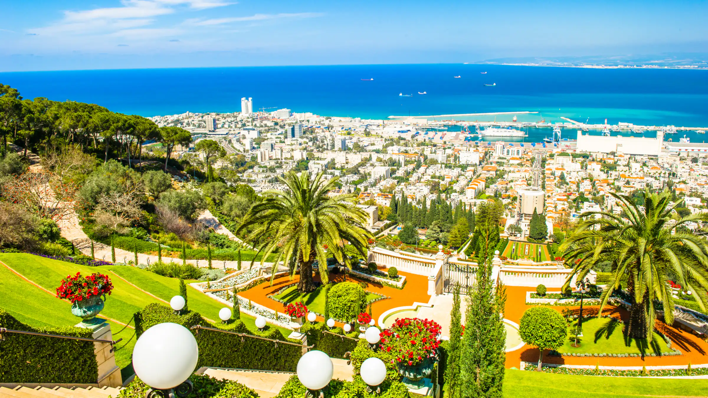 The terraced Bahá'í Gardens on Mount Carmel in Haifa