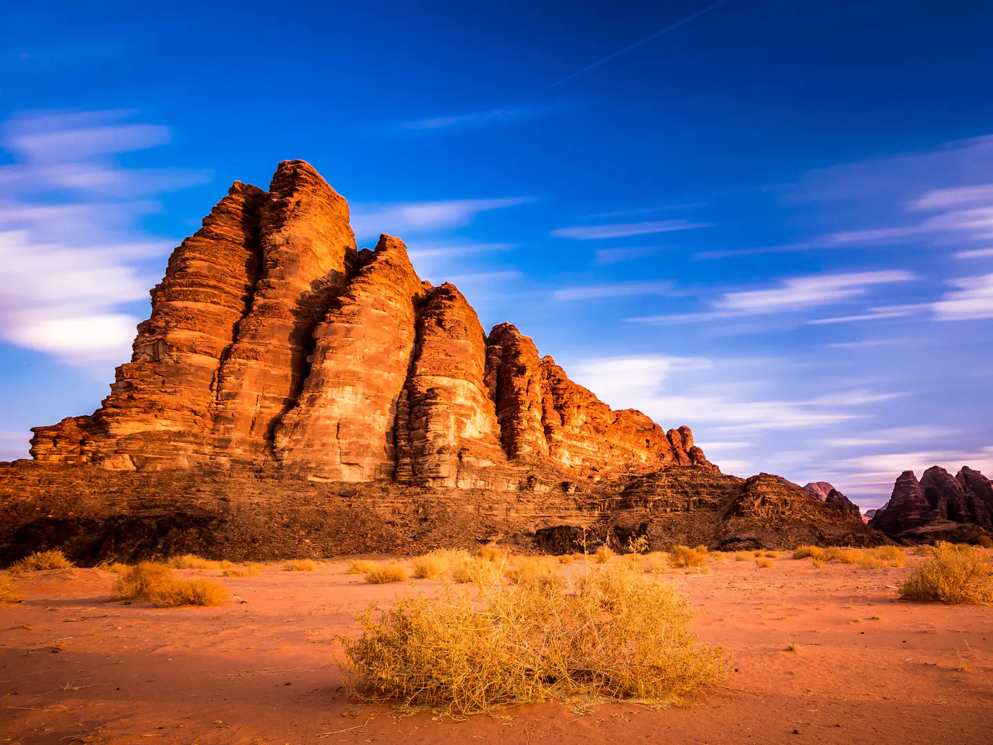 Red sandstone rocks in the Wadi Rum desert